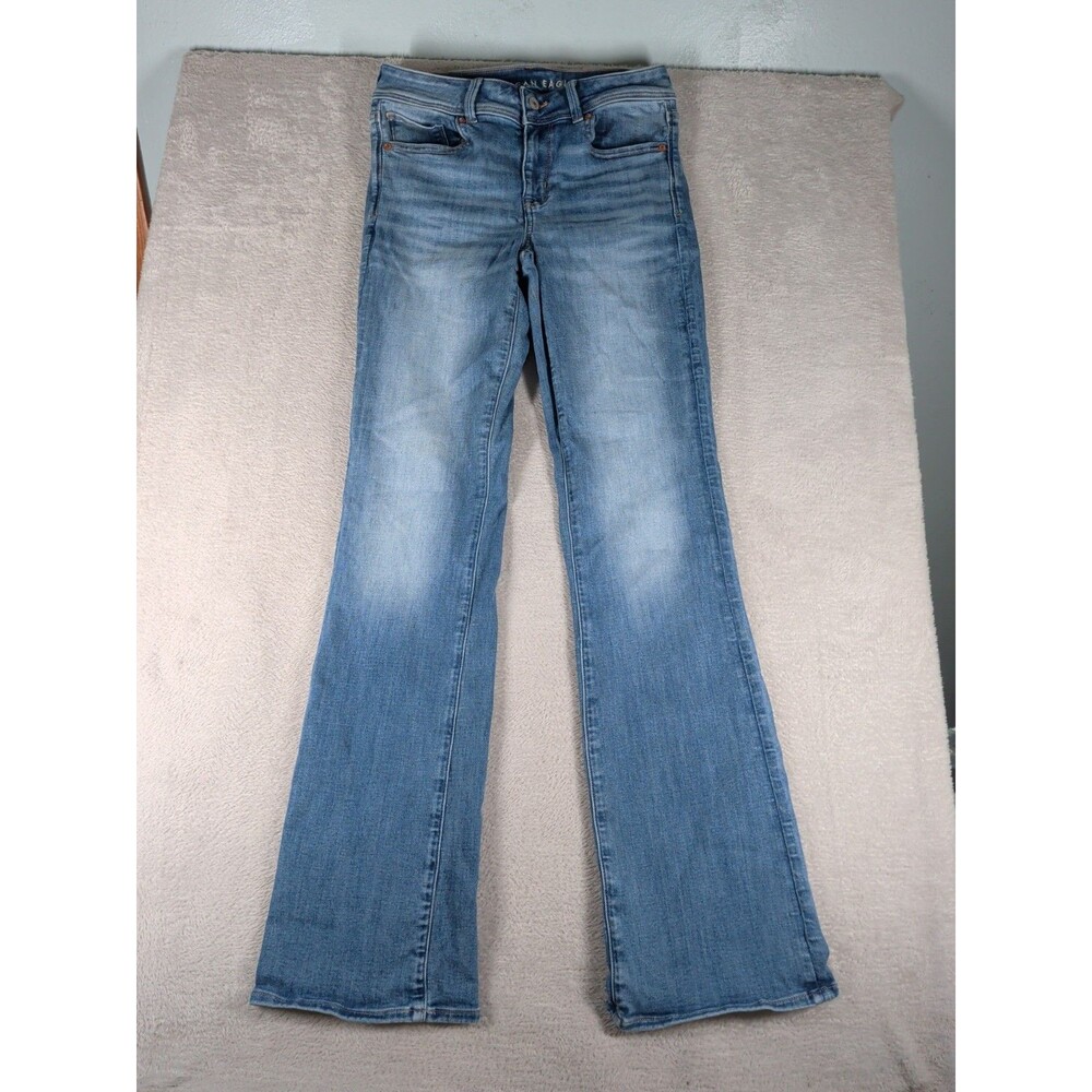 American Eagle Kick Boot Jeans Women's 6 Long Next Level Stretch Whiskers